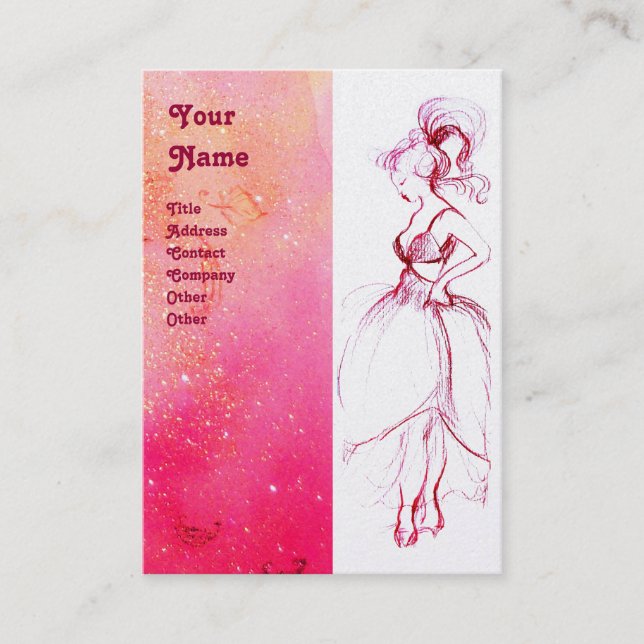 Carte De Visite MODE BEAUTÉ, rose rouge, perle blanche fuchsia (Devant)