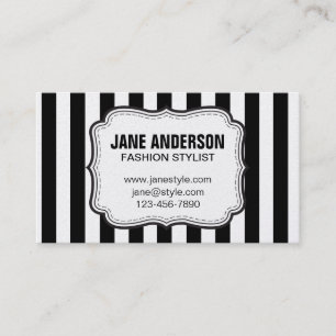 Carte De Visite MODE Black White Stripes Motif MODE STYLISTE