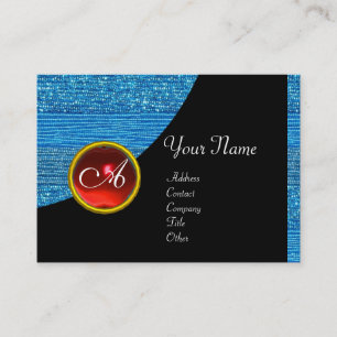 Carte De Visite MODE BLEUE MONOGRAM, rubis rouge noir