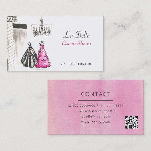 Carte De Visite Mode Boutique Couturier (Devant / Derrière)