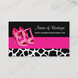 Carte De Visite Mode Boutique Giraffe Imprimer Girly rose Pompes