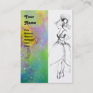 Carte De Visite MODE DE BEAUTÉ, perle blanche jaune vert rose