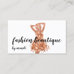 Carte De Visite Mode en ligne Boutique Logo Rose en cuivre robe QR