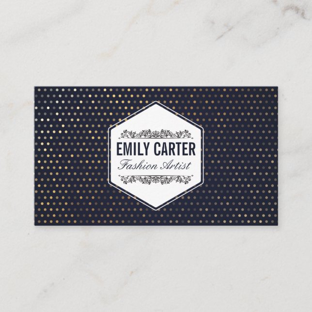 Carte De Visite Mode | Luxe | Motif doré profond (Devant)