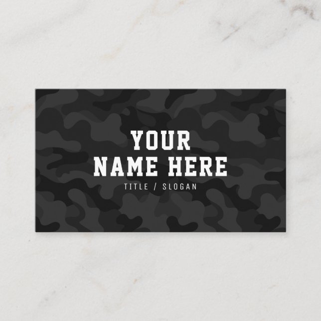 Carte De Visite Mode moderne tendance noir camo motif designer (Devant)
