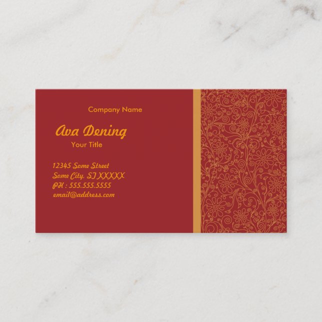 Carte De Visite Mode orange rouge (Devant)