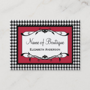 Carte De Visite Mode rouge et noire de samba de pied-de-poule