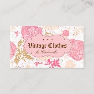 Carte De Visite Mode vintage Florale Vêtements rose crème blanche