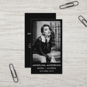 Carte De Visite Modèle Acteur photo noir et blanc professionnel