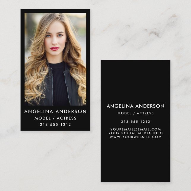 Carte De Visite Modèle Acteur Photo Professionnel (Devant / Derrière)