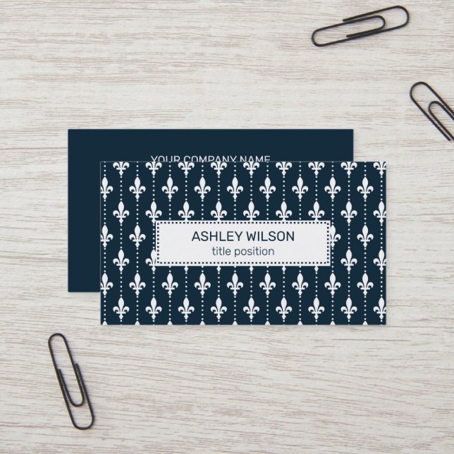Carte De Visite Modèle Damask élégant (Devant/Arrière en situation)