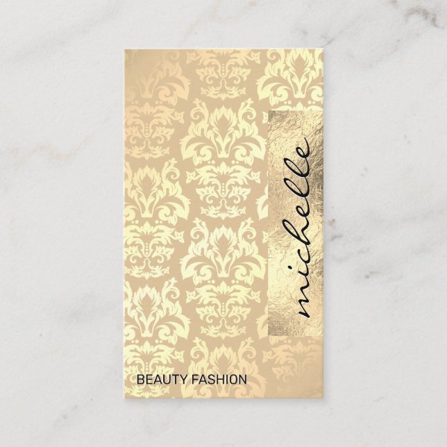 Carte De Visite Modèle Damask | Géométrique Gold Foil (Devant)