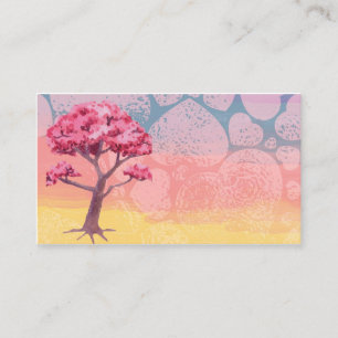 Carte De Visite Modèle d'arbre de Sakura rose esthétique