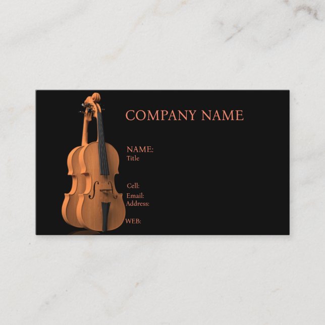 CARTE DE VISITE MODÈLE DE BASE VIOLIN, MUSIQUE, IN (Devant)