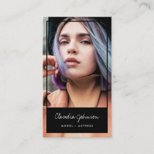 Carte De Visite Modèle de cadre noir moderne acteur modèle chanteu