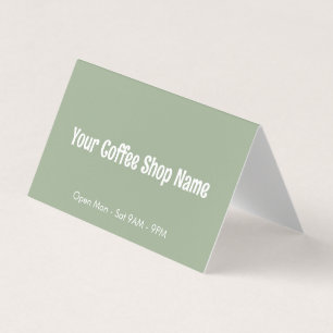 Carte De Visite Modèle de café au vert sauge moderne personnalisé