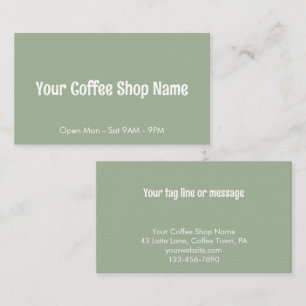 Carte De Visite Modèle de café vert sauge moderne personnalisé