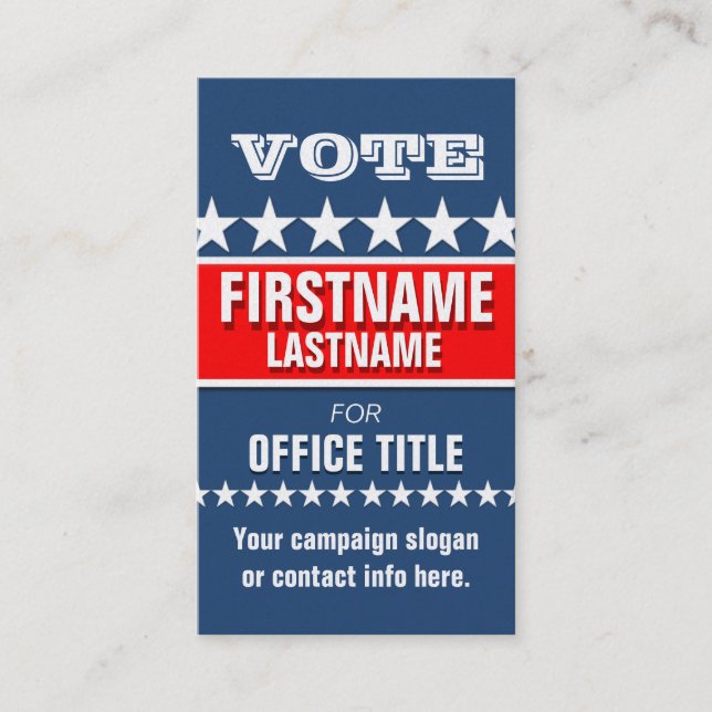 Carte De Visite Modèle de campagne politique (Devant)