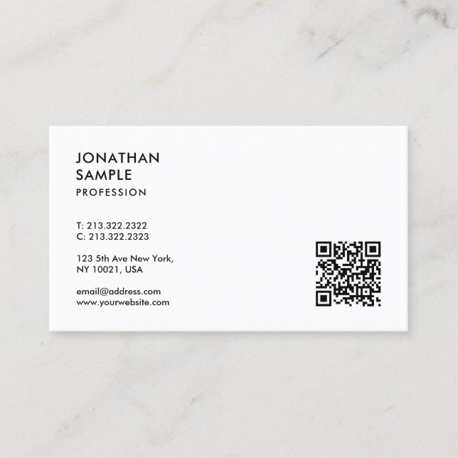 Carte De Visite Modèle de code QR professionnel moderne et élégant (Devant)