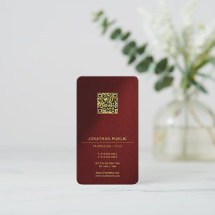 Carte De Visite Modèle de code QR professionnel texte or Luxueux