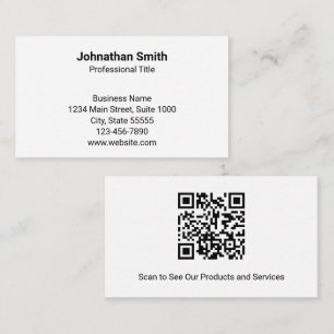 Carte De Visite Modèle de code QR simple blanc générique