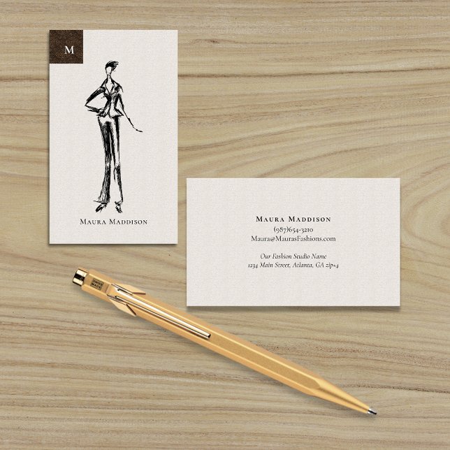 Carte De Visite Modèle de concepteur de mode moderne Sketch (Créateur téléchargé)