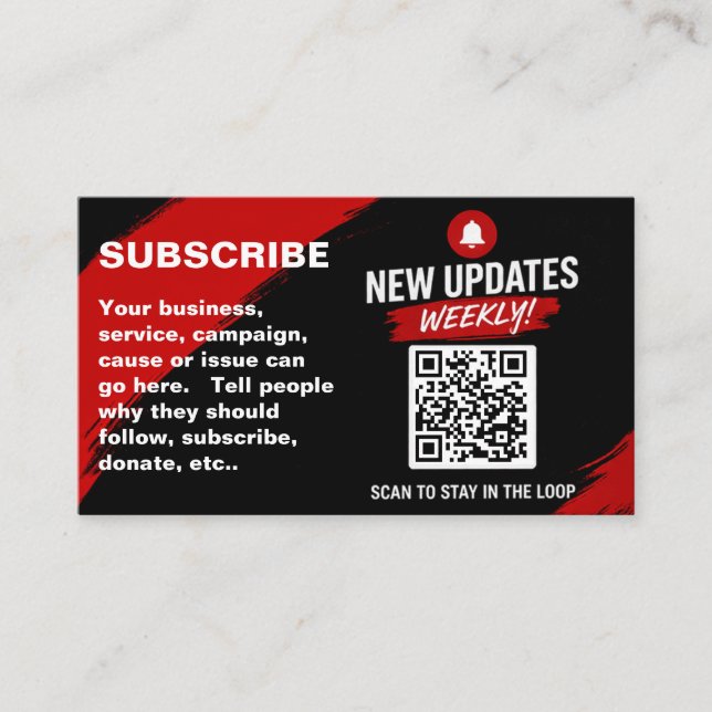 Carte De Visite Modèle de conception de code QR pour s'abonner en  (Devant)