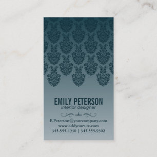 Carte De Visite Modèle de Damas (bleu profond)