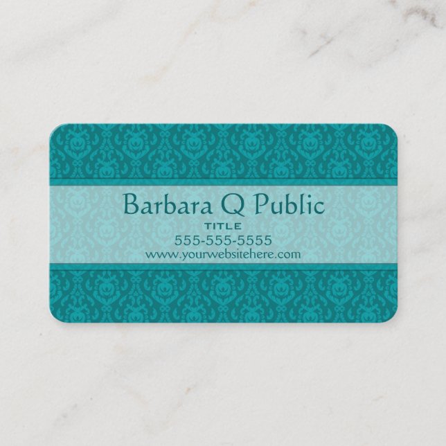 Carte De Visite Modèle de Damas turquoise (Devant)
