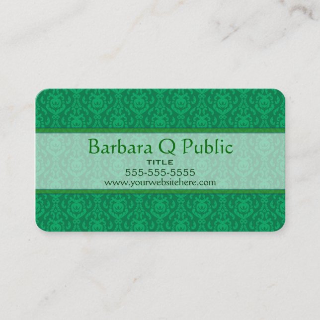 Carte De Visite Modèle de Damas vert (Devant)