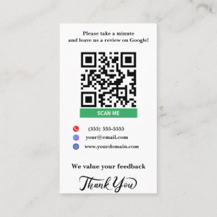 Carte De Visite Modèle de lien Google Review de White Small Busine