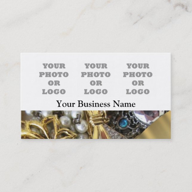 Carte De Visite Modèle de logo de photo de bijoux (Devant)