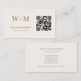 Carte De Visite Modèle de logo QR Code élégant et chaud Taupe
