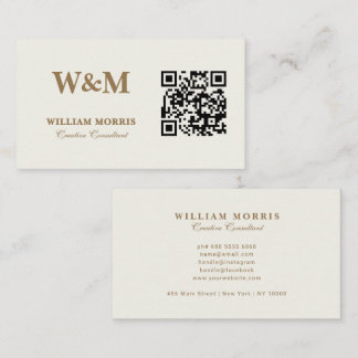 Carte De Visite Modèle de logo QR Code Élégant Taupe