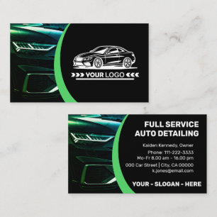 Carte De Visite Modèle de logo Service de voiture verte Auto Detai