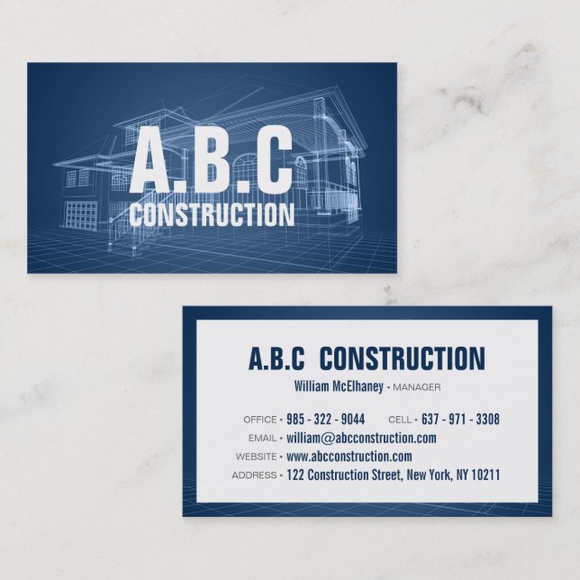 Carte De Visite Modèle de maison de la société de construction pro (Devant / Derrière)