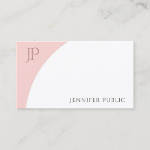 Carte De Visite Modèle de monogramme moderne élégant rose blush bl
