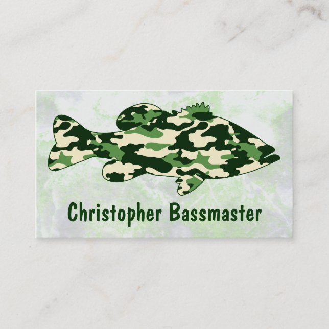 Carte De Visite modèle de pêche au bar à camo vert (Devant)