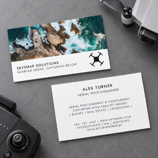Carte De Visite Modèle de photo de drone pilote photographe UAV