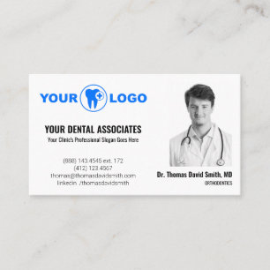 Carte De Visite Modèle de photo et de code QR pour dentiste modern
