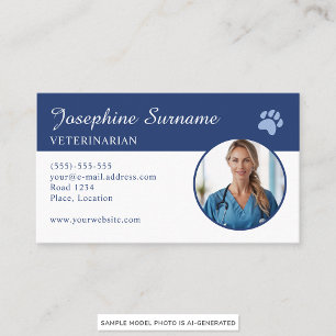 Carte De Visite Modèle de photo personnalisé pour vétérinaire avec