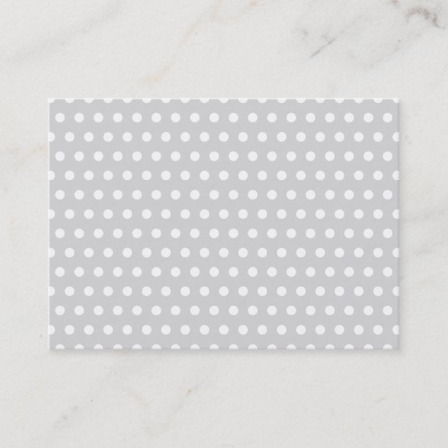 Carte De Visite Modèle de point gris-clair et blanc de polka (Devant)