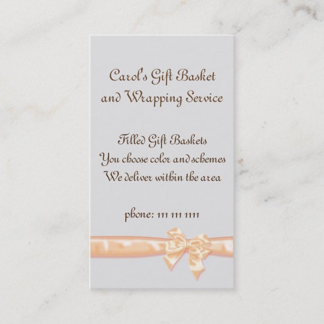 Carte De Visite Modèle de service de panier de cadeau, ruban (Devant)
