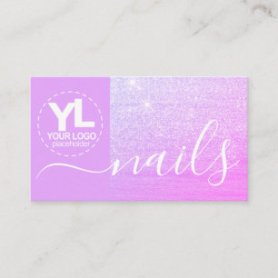 Carte De Visite Modèle du logo rose violet de la Parties scintill