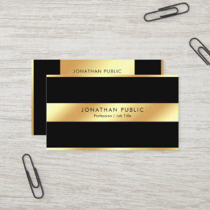 Carte De Visite Modèle élégant noir et or professionnel moderne