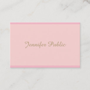 Carte De Visite Modèle Élégant Pink Or Calligraphié Script Top