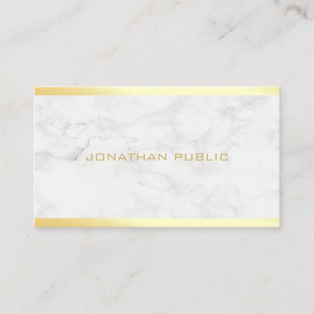 Carte De Visite Modèle en marbre de texte or élégant professionnel (Devant)