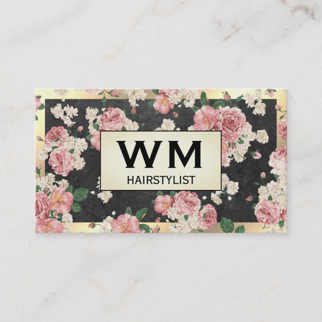 Carte De Visite Modèle floral d'ardoise d'ardoise (Devant)