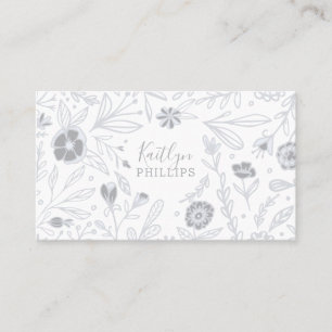 Carte De Visite Modèle floral Fleur sauvage gris tendance