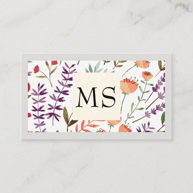 Carte De Visite Modèle floral tendance (Devant)